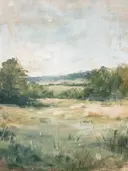 Schilderij van een groene vallei in de zomer