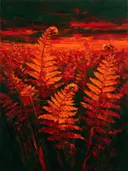 Varen in het landschap in vuur, schilderij van varen