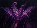 Varen van dichtbij in violet, schilderij van varen onder de hemel
