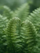 Fotografie van varens in na de regen, frisgroen