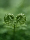 Fotografie van varens in na de regen, frisgroen
