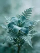 Fotografie van varens in na de regen, zilvergroen