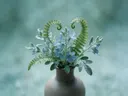 Fotografie van varens in na de regen, zilvergroen