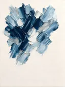 Paletmes abstract schilderij, veeg in de hoek in zilver en ijsblauw