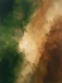 Veeg in diep aardetinten, kleurvelden schilderij, veeg
