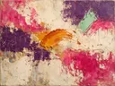 Veeg in fel magenta, kleurvelden schilderij, veeg