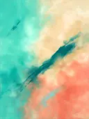Kleurvelden schilderij, veeg in turkoois en zand