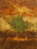 Meswerk schilderij, veeg in Seventies Oker