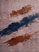 Meswerk schilderij, veeg in Woestijnzonsondergang