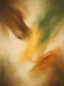 Nevel schilderij, veeg in Seventies Oker