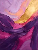 Paletmes abstract schilderij, veeg in paars en goud