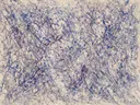 Action painting schilderij, veeg (drip) in kobalt en violet