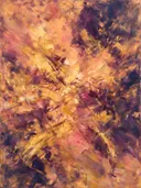 Veeg Zwaai in diep gouden uur, action painting schilderij, veeg (sweep)