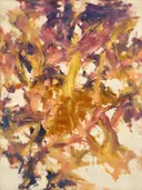 Veeg Zwaai in gouden uur, action painting schilderij, veeg (sweep)