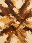 Action painting schilderij, veeg (sweep) in kaneel en karamel
