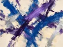 Action painting schilderij, veeg (sweep) in kobalt en violet