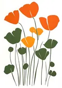 Illustratie van een veld met oranje klaprozen