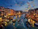 Venetie, Canal Grande in avondlicht, schilderij van Venetie