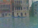 Venice, Palazzo Dario van Claude Monet: stad met paleis, gracht, water en Venetie, in roze en turquoise