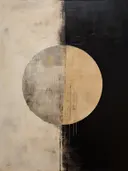 Minimalistisch schilderij met een gedeelde cirkel