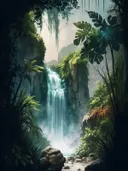 Waterval in dicht jungle-landschap