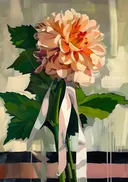Verse dahlia in vaas, botanisch schilderij