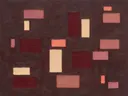 Paletmes abstract schilderij, verspreide blokken in oud roze