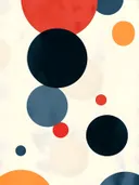 Minimalistisch schilderij met verspreide cirkels in rood en zwart