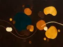 Paletmes abstract schilderij, verspreide vormen in amberglans