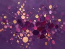 Paletmes abstract schilderij, verspreide vormen in paars en goud