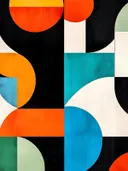 Abstract schilderij met verticale banen en wit kruismotief