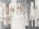 Abstract schilderij met verticale drip-textuur in roest en taupe