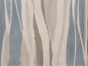 Grafisch abstract schilderij met verticale strepen in blauw en taupe