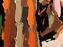 Schilderij: verticale strepen in oranje en zwart