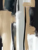 Abstract schilderij met verticale stroken in zwart en beige