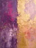 Meswerk schilderij, verticale twee vlakken in Paars en Goud