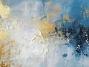 Abstract schilderij met verweerde structuur in blauw en goud