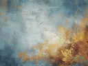Abstract schilderij met verweerde blauwgrijze en roestkleurige structuur