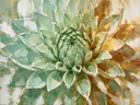Vetplant van dichtbij in mint, botanisch schilderij