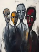 Expressionistisch schilderij van vier figuren