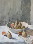Stilleven met vijgen op een linnen doek