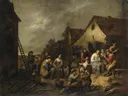 Village Inn van Gillis van Tilborgh: stad met huizen
