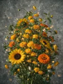 Boeket in zonnig geel, schilderij