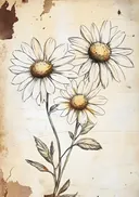 Vintage tekening van madeliefjes