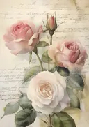 Vintage aquarel van rozen op een achtergrond met handschrift