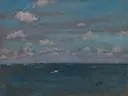 Violet and Silver The Deep Sea van James McNeill Whistler: zee met zee, wolken, golven en horizon, in diep blauw en violet