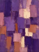 Violet en oud roze als een muur van stenen, abstract schilderij met het paletmes