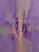 Violet en oud roze met doorbraak, abstract schilderij met het paletmes
