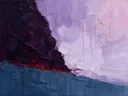 Abstract landschap in violetzwart en lila