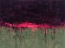 Abstract landschap in violetzwart en magenta